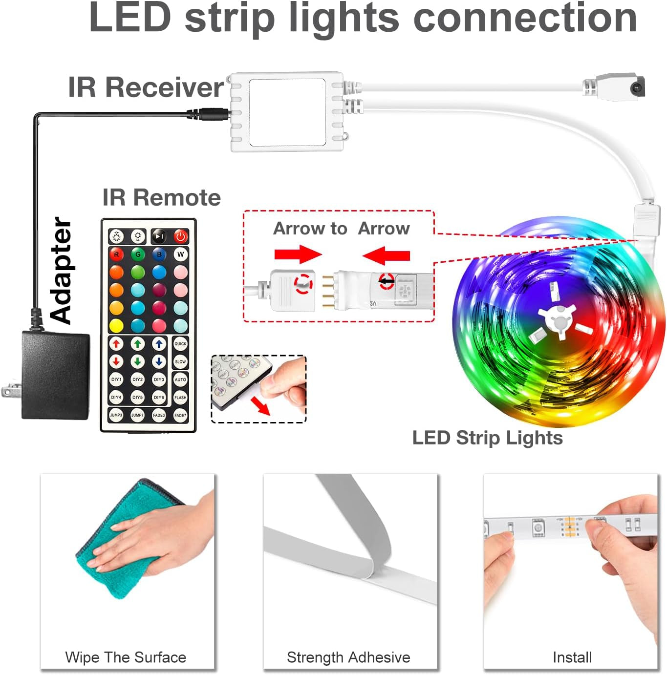 100Ft LED Strip Lights, Smart Light with App Remote Control, RGB LED Lights For