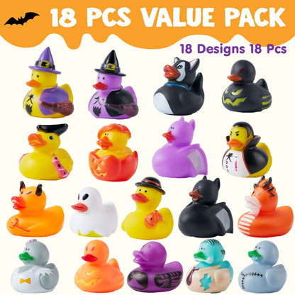 18 Pcs Halloween Rubber Ducks, Mini Duckies Bathtub, Halloween Jeep Ducks