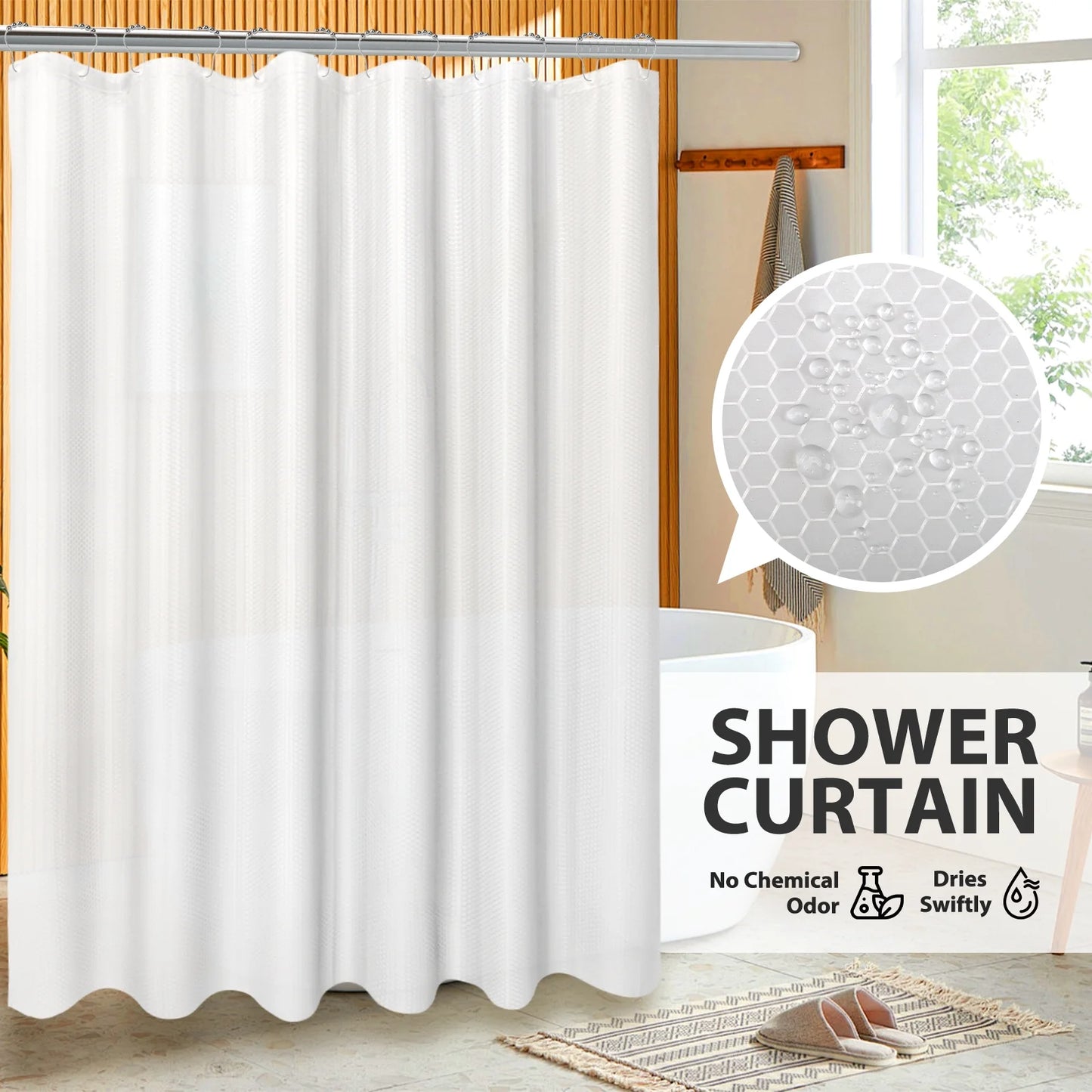 19 Pcs White Bathroom Accessories Sets with Shower Curtain, Specially Designed for Small Spaces