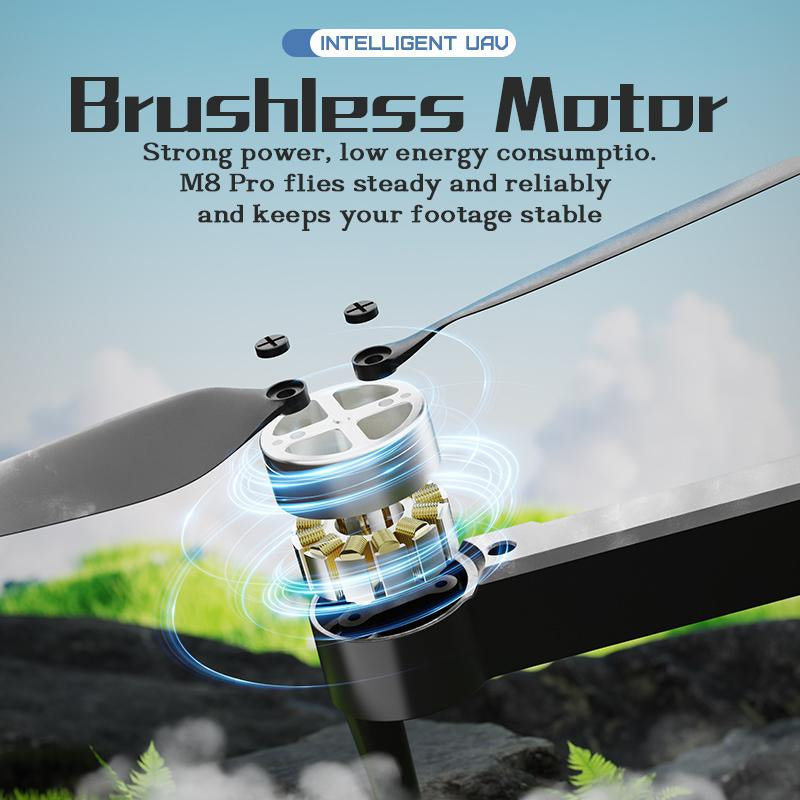 Ultimate M8 PRO FPV Drone 2025 4K UHD Stabilized Camera 5G Wifi Brushless Motors Optical Flow Auto Return Intelligent Aerial Photography with Three Sides Obstacle Sensing & Omnidirectional Guard Flight