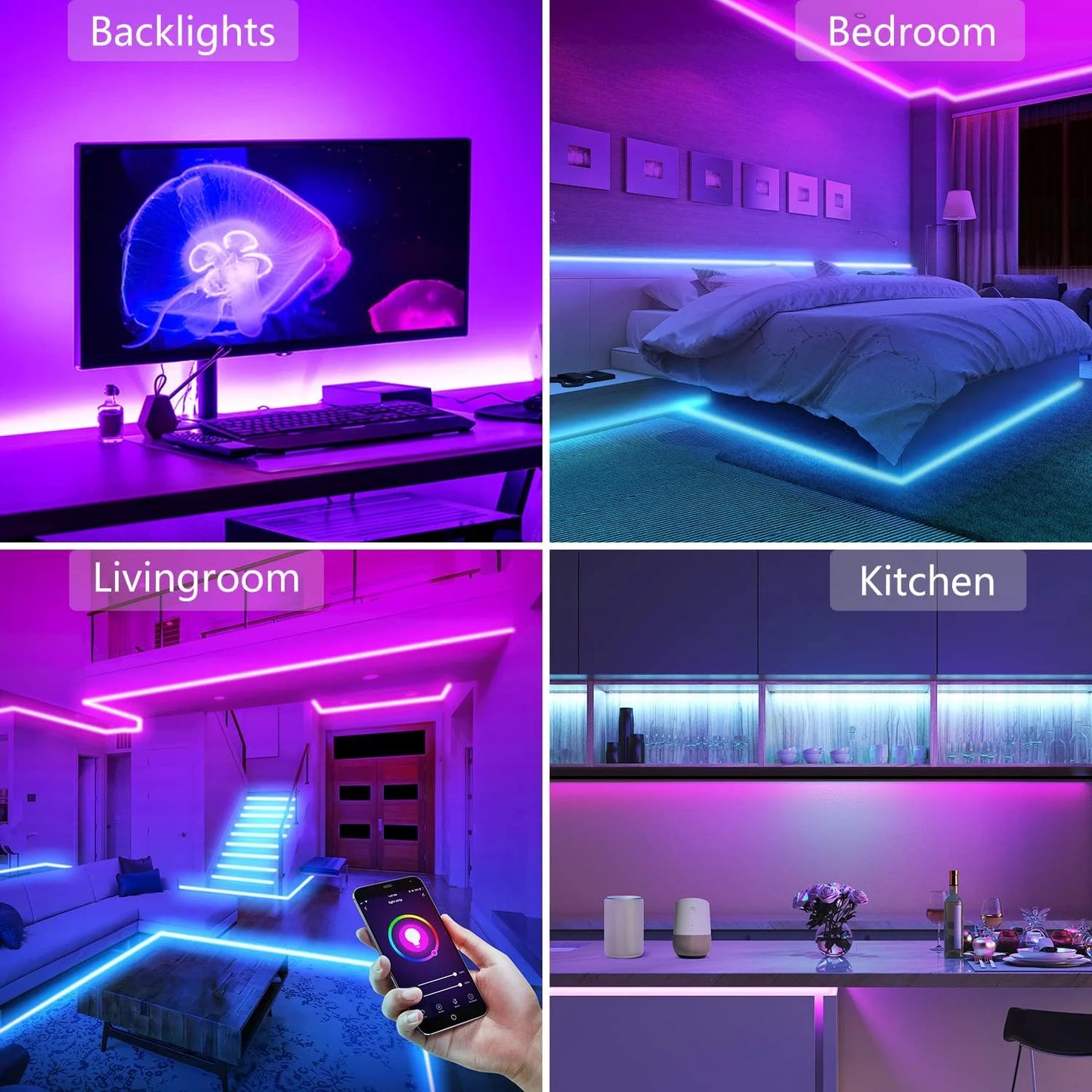 Indoor 33 Ft Smart Color Changing LED Strip Light