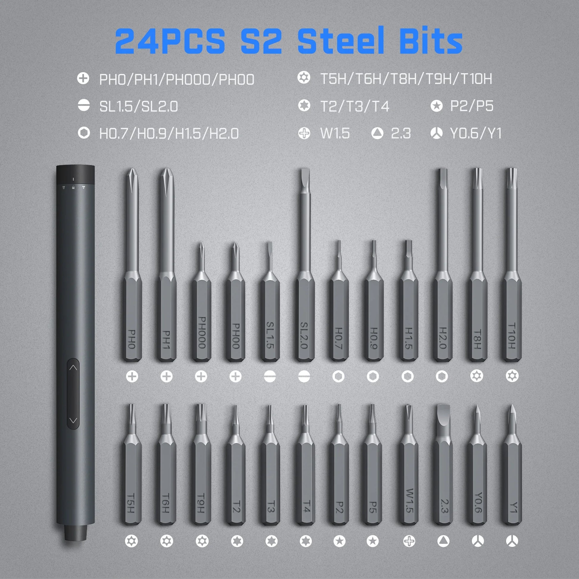 Cordless Electric Screwdriver Kit, 3 N.M Torque with 24 Magnetic Bits, Quick-Charge Battery & Magnetic Holder - Ideal for Electronics Repair (Phones, Laptops, Watches)