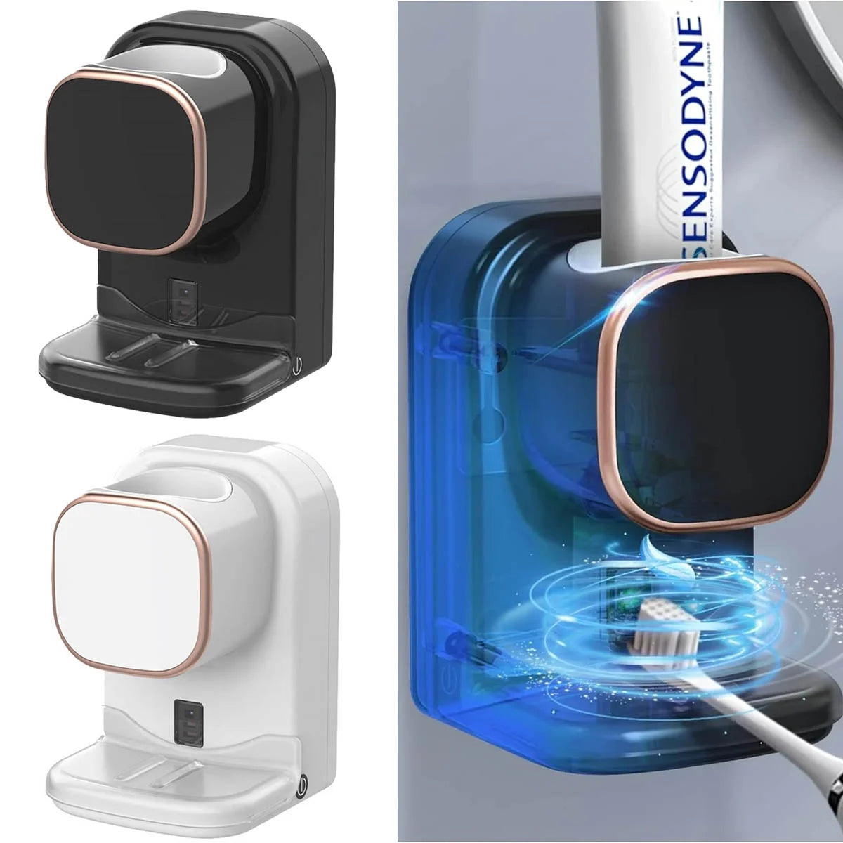 Toothpaste Dispenser,Wall Mounted Automatic Toothpaste Dispenser for Kids and Adults Shower, Is Wall Mount Bathroom Accessories with Super Sticky Suction Pad,Black