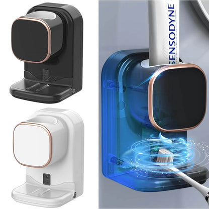 Toothpaste Dispenser,Wall Mounted Automatic Toothpaste Dispenser for Kids and Adults Shower, Is Wall Mount Bathroom Accessories with Super Sticky Suction Pad,Black