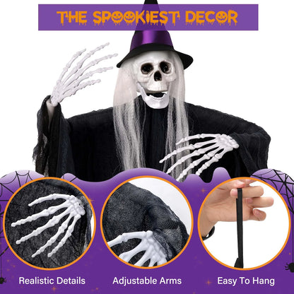 3Pcs Halloween Hanging Ghosts, Halloween Decorations Outdoor Indoor Scary Skeleton Ghosts, Haunted House Props