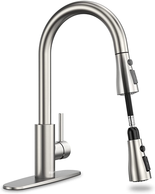 Kitchen Faucets, Kitchen Faucet with Pull down Sprayer, High Arc Single Handle Kitchen Sink Faucet with Water Lines, Brushed Nickel Kitchen Faucet with Sprayer, RV Sink Faucets