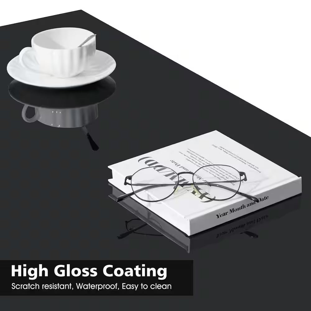 40.16 In. Black Rectangle Particle Board Lift Top Coffee Table with RGB LED Light and Hidden Compartment