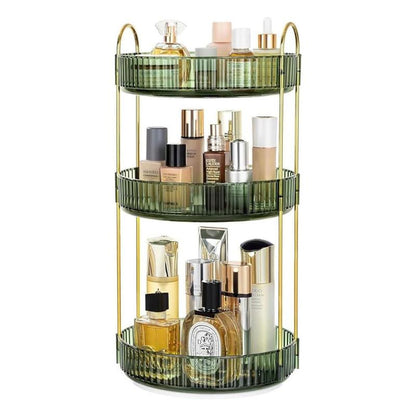 360 Rotating Makeup Organizer , Countertop 3/2 Tier Bathroom Organizer Spinning Perfumes Organizers, Skincare Organizers Makeup Carousel Cosmetic Brush Storage for Vanity, Countertop, Gold