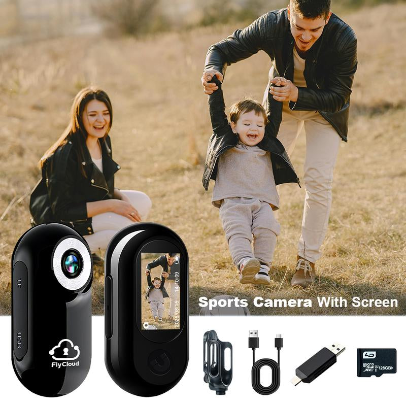 Flycloud One 4K Mini Camera for Waterproof, Anti-Shake, 3-4 Hours of Battery Life, Suitable for Pet, Travel, Adventure, and Meeting and Daily Recording