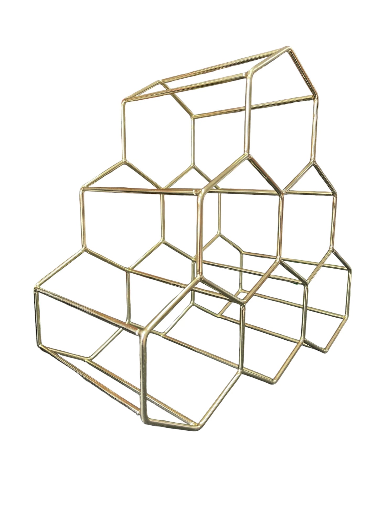 Metal Wine Racks | 6 Bottle Free Standing Wine Bottle Holder | Tabletop Cabinet Wine Rack | Modern Design Light Weight for Wine Lovers, Gold - 6 Bottle
