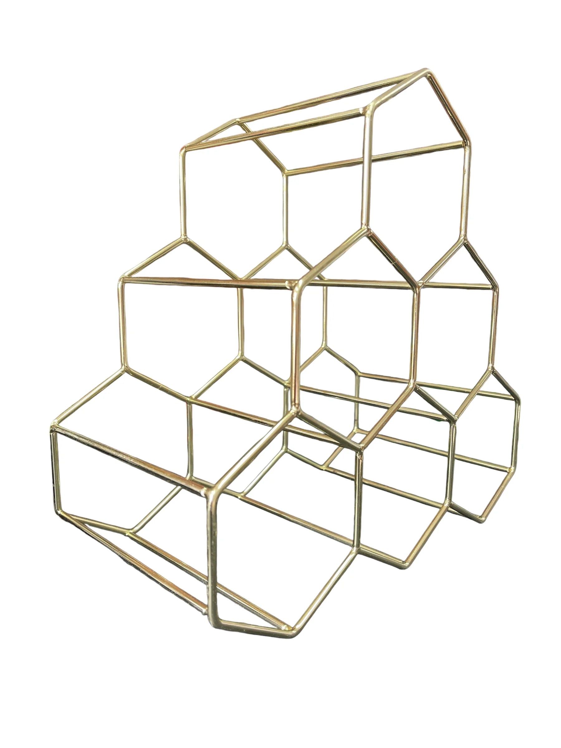 Metal Wine Racks | 6 Bottle Free Standing Wine Bottle Holder | Tabletop Cabinet Wine Rack | Modern Design Light Weight for Wine Lovers, Gold - 6 Bottle
