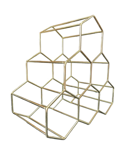 Metal Wine Racks | 6 Bottle Free Standing Wine Bottle Holder | Tabletop Cabinet Wine Rack | Modern Design Light Weight for Wine Lovers, Gold - 6 Bottle