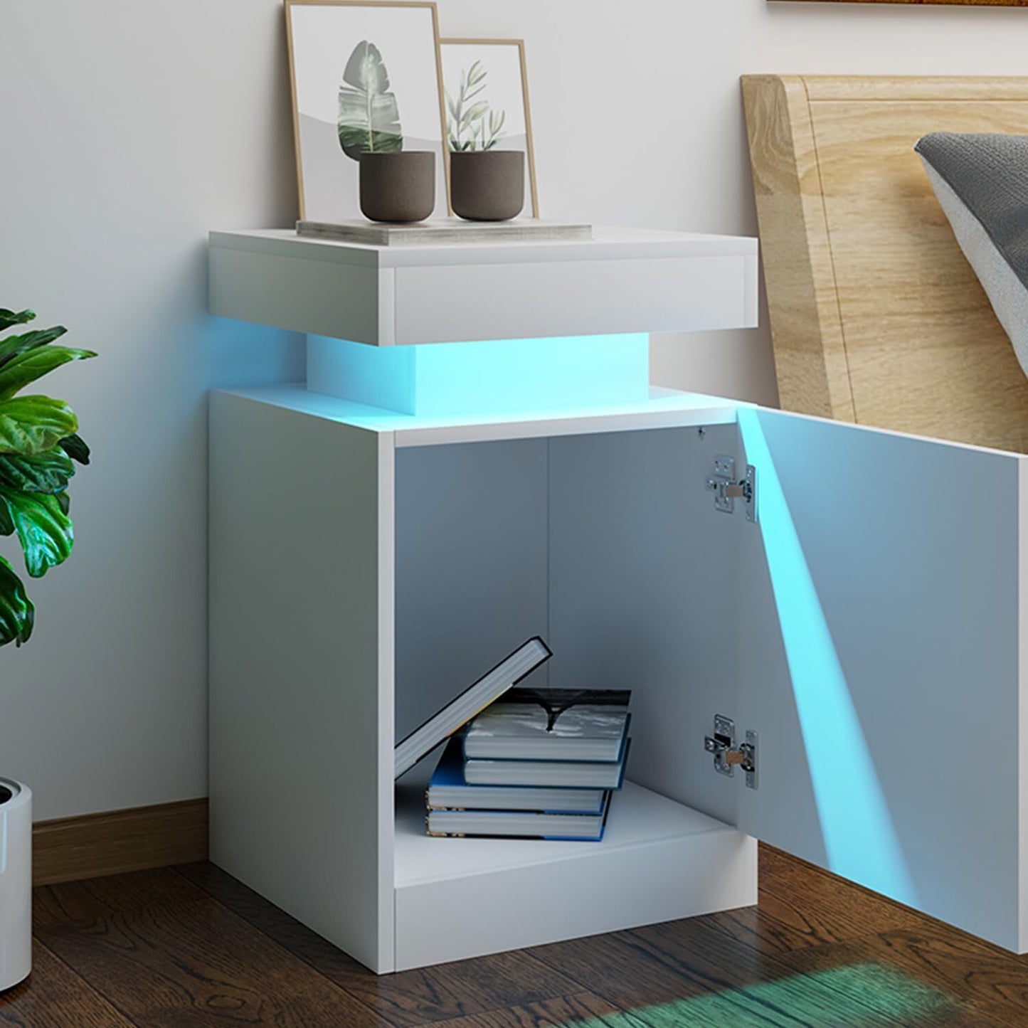 Juego De 2 Mesitas De Noche Con Luces LED Mesas De Noche Para Dormitorio Oferta