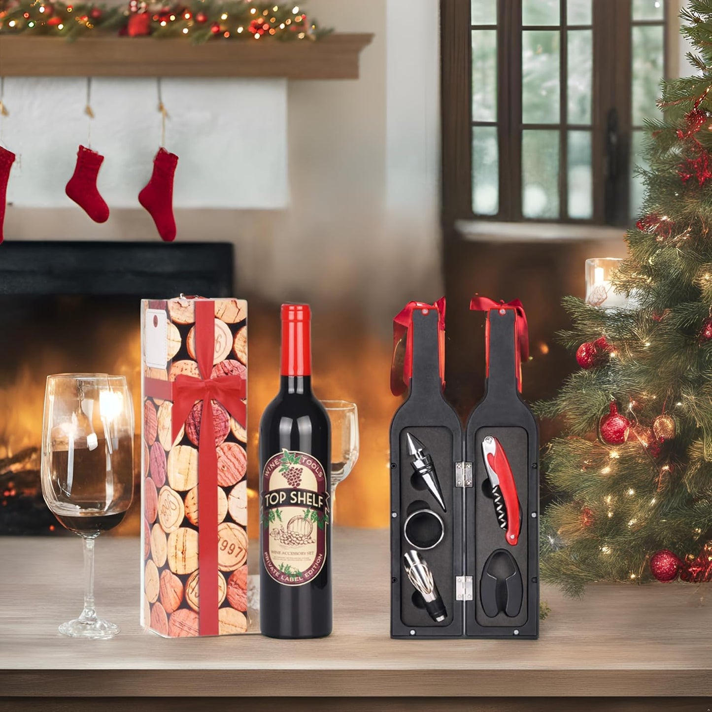 Deluxe Wine Accessories Gift Set - 5-Piece Corkscrew Opener Set in Elegant Gift Box