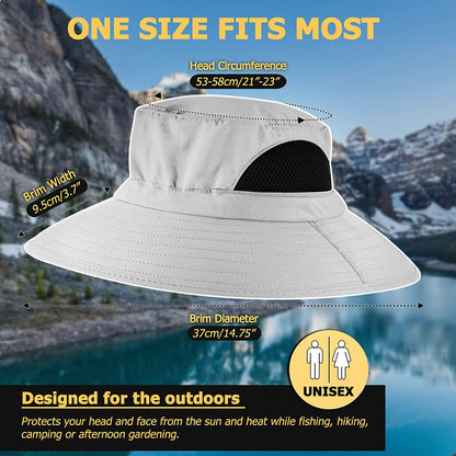 Womens Sun Hat UV Protection, Foldable Mesh Waterproof Wide Brim Bucket Hats for Summer Beach Fishing Hiking