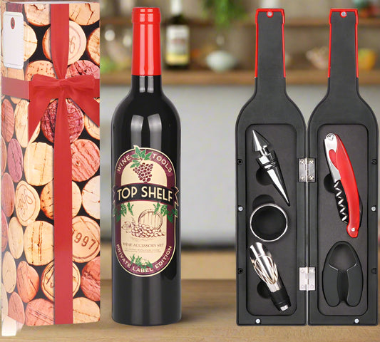 Deluxe Wine Accessories Gift Set - 5-Piece Corkscrew Opener Set in Elegant Gift Box