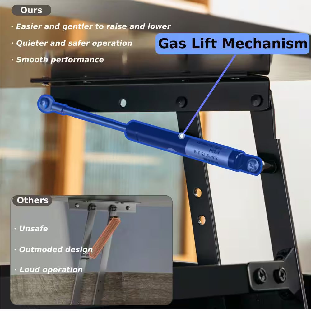 40.16 In. Black Rectangle Particle Board Lift Top Coffee Table with RGB LED Light and Hidden Compartment
