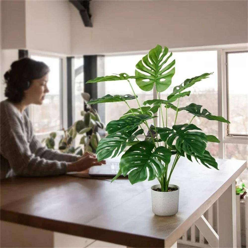 28 In. Green Artificial Tropical Palm Tree Plants, 2-Pieces