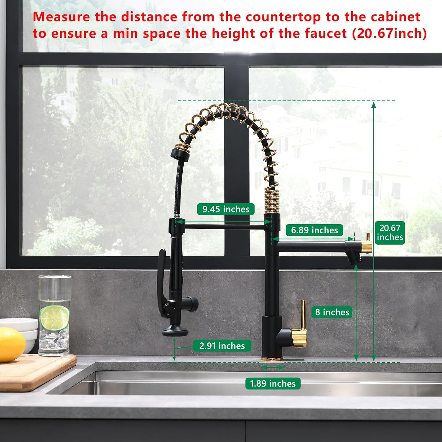 Black&Gold Kitchen Faucet with Sprayer,Commercial Pull down Kitchen Faucet for Kitchen Sink