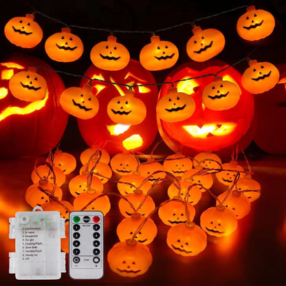 Halloween Lights, 20Ft 40 LED Orange Pumpkin String Lights, 8 Modes Pumpkin Lantern Halloween Decorations Indoor Outdoor