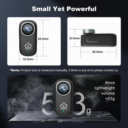Flycloud One 4K Mini Camera for Waterproof, Anti-Shake, 3-4 Hours of Battery Life, Suitable for Pet, Travel, Adventure, and Meeting and Daily Recording