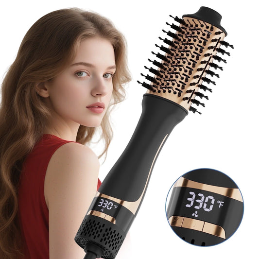 Hair Dryer Brush, Hot Air Brush Digital Display, Blowout Brush Ceramic Barrel, Heated Brush