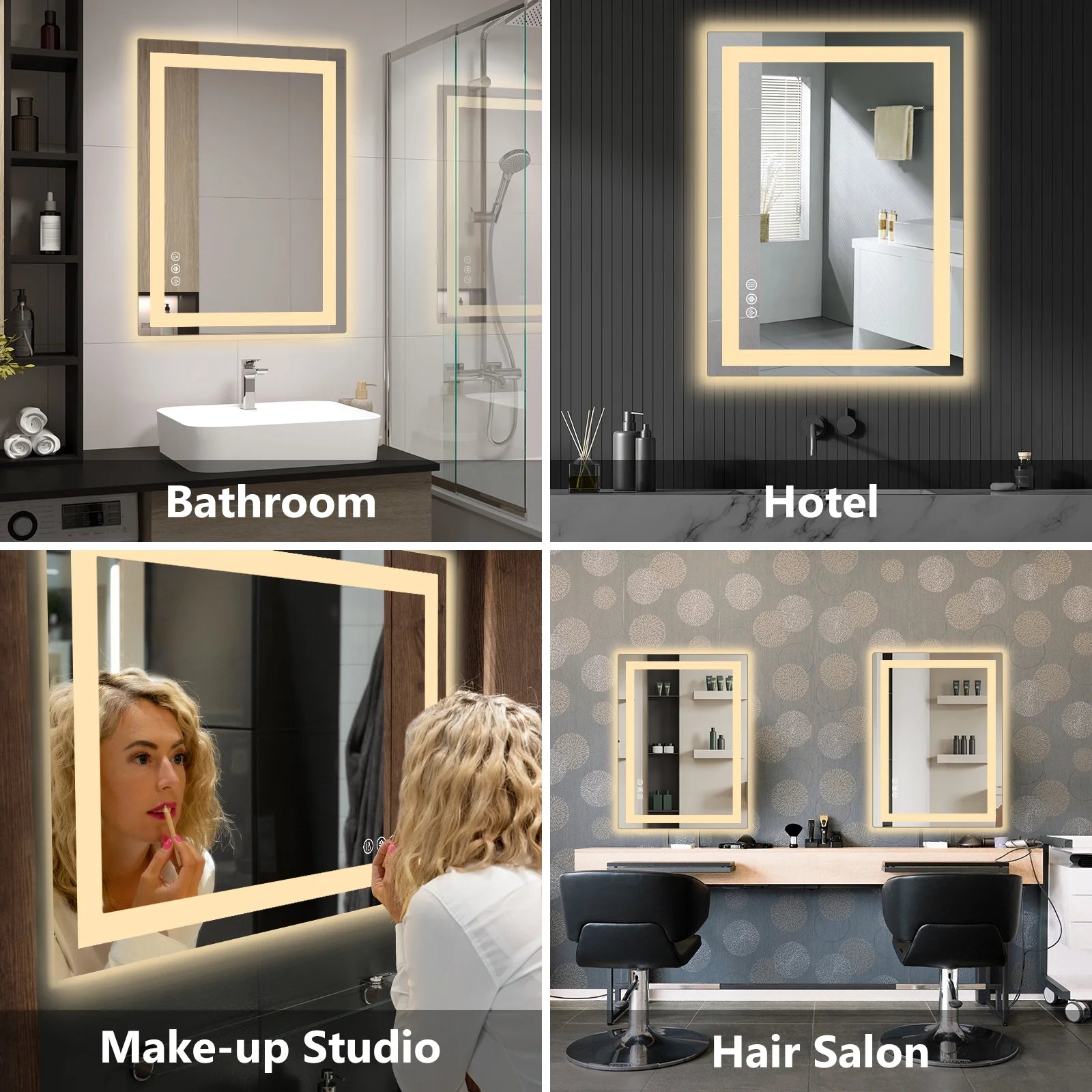 20"X28" Anti-Fog LED Bathroom Mirror - Dual Light Source, Three Lighting Modes, White