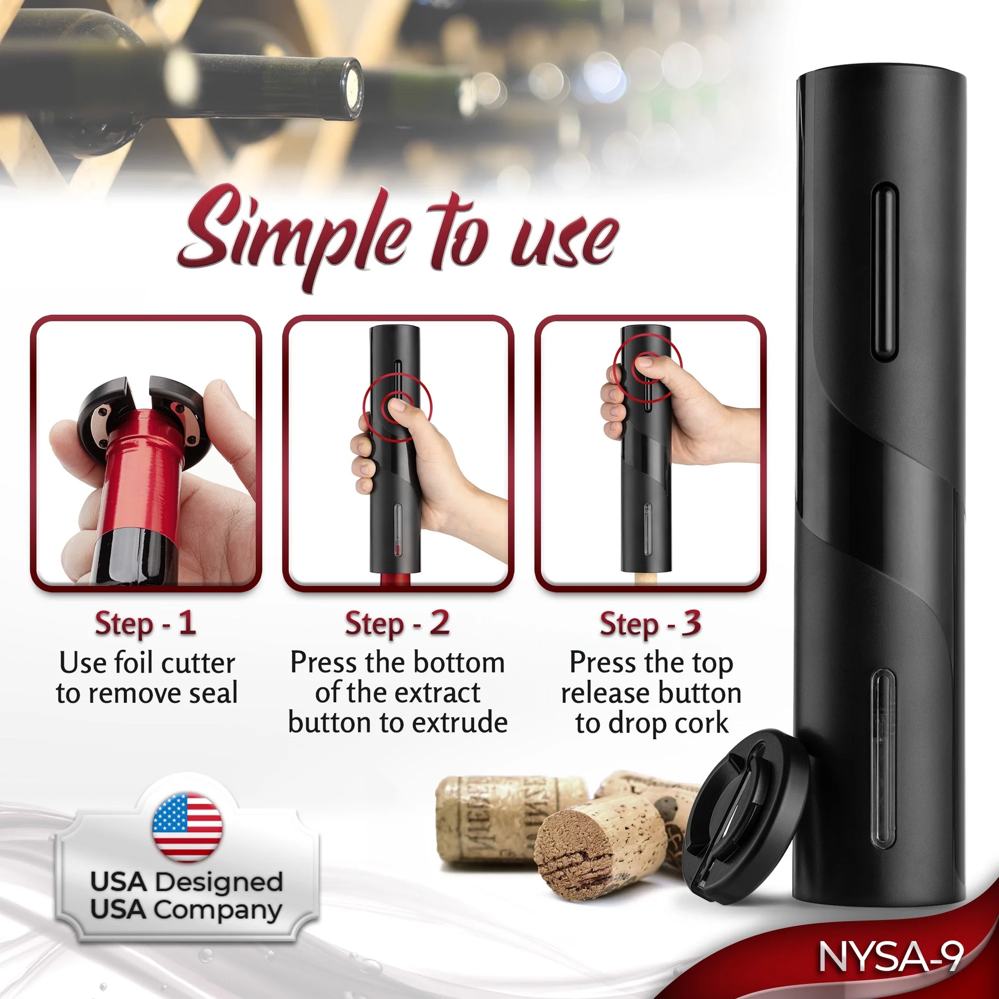 Vinflow5 Electric Wine Opener with Foil Cutter