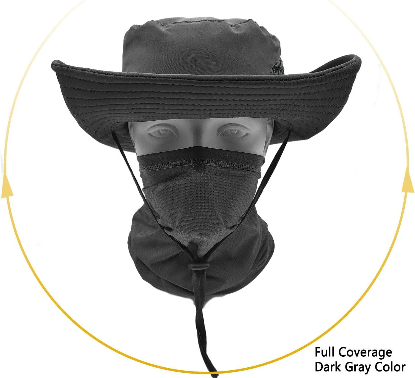 Fishing Hats for Men with Cooling Neck Gaiter Set Wide Brim Boonie Bucket Sun Hats for Men Women Hunting Mesh Beach Cap