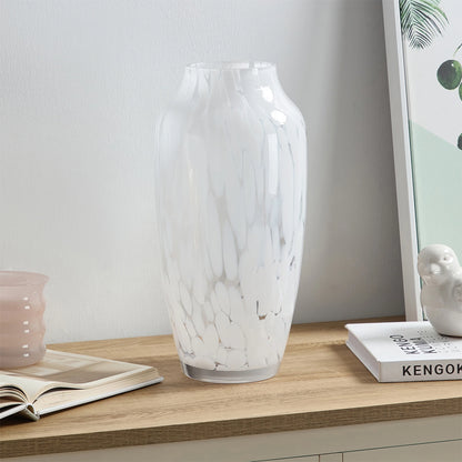 13'' Tall White Painted Glass Bouquet Vase