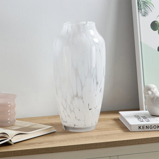 13'' Tall White Painted Glass Bouquet Vase