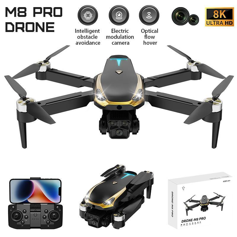 Ultimate M8 PRO FPV Drone 2025 4K UHD Stabilized Camera 5G Wifi Brushless Motors Optical Flow Auto Return Intelligent Aerial Photography with Three Sides Obstacle Sensing & Omnidirectional Guard Flight
