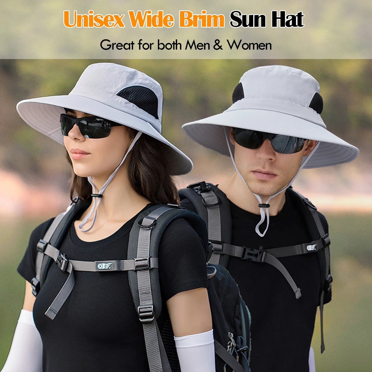 Waterproof Sun UPF 50+ Bucket Hat for Men Women,  UV Protection Packable Brimmed Boonie for Fishing Hiking Outdoor Cap - Black