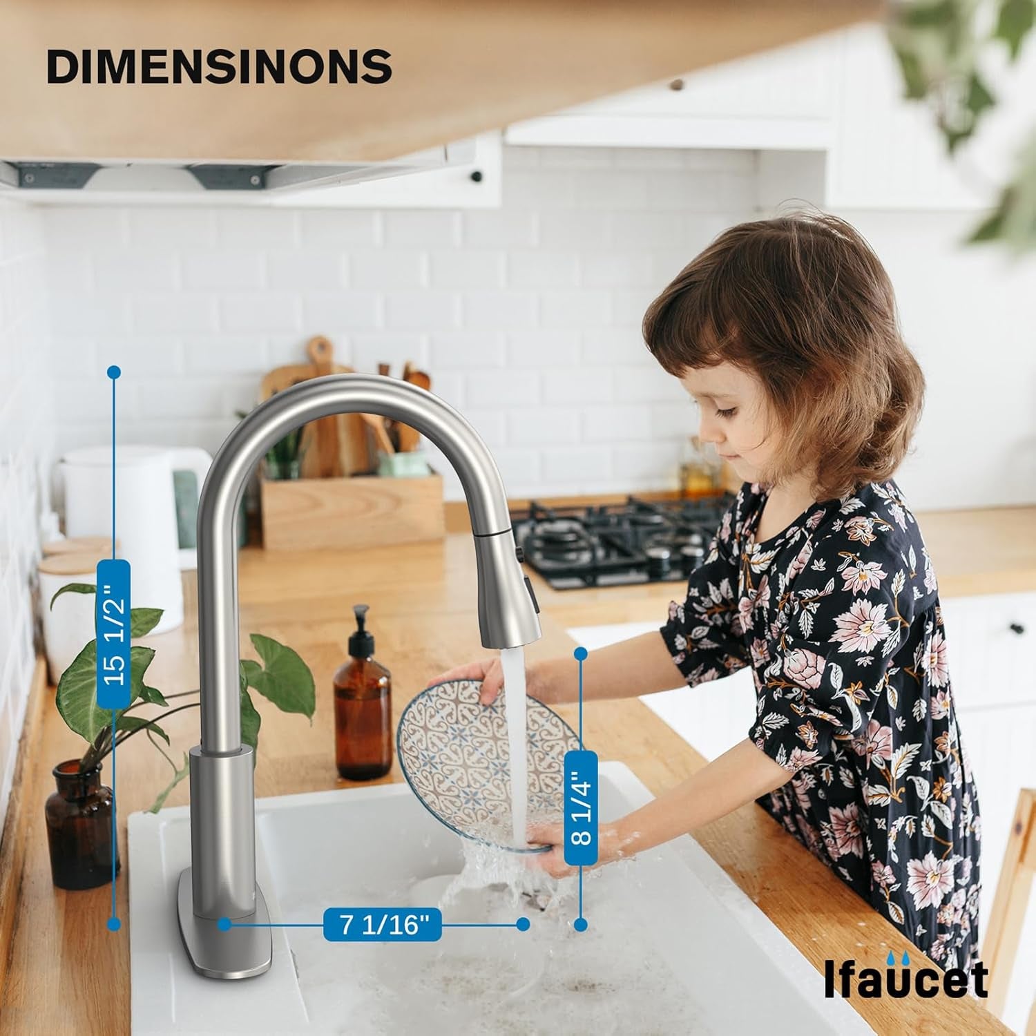 Kitchen Faucets, Kitchen Faucet with Pull down Sprayer, High Arc Single Handle Kitchen Sink Faucet with Water Lines, Brushed Nickel Kitchen Faucet with Sprayer, RV Sink Faucets