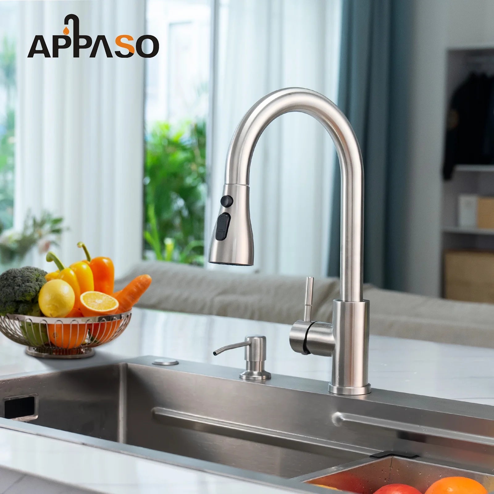 Stainless Steel Brushed Nickel High Arch Kitchen Faucet