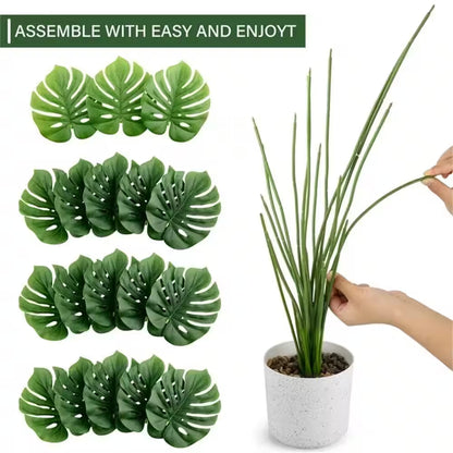 28 In. Green Artificial Tropical Palm Tree Plants, 2-Pieces