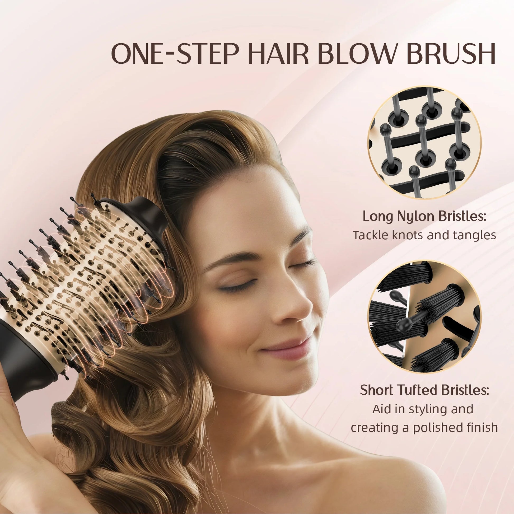 Hair Dryer Brush, Hot Air Brush Digital Display, Blowout Brush Ceramic Barrel, Heated Brush