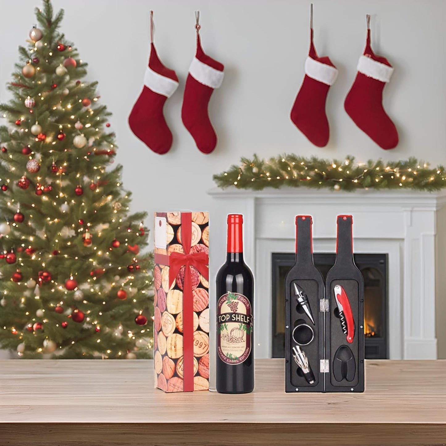 Deluxe Wine Accessories Gift Set - 5-Piece Corkscrew Opener Set in Elegant Gift Box