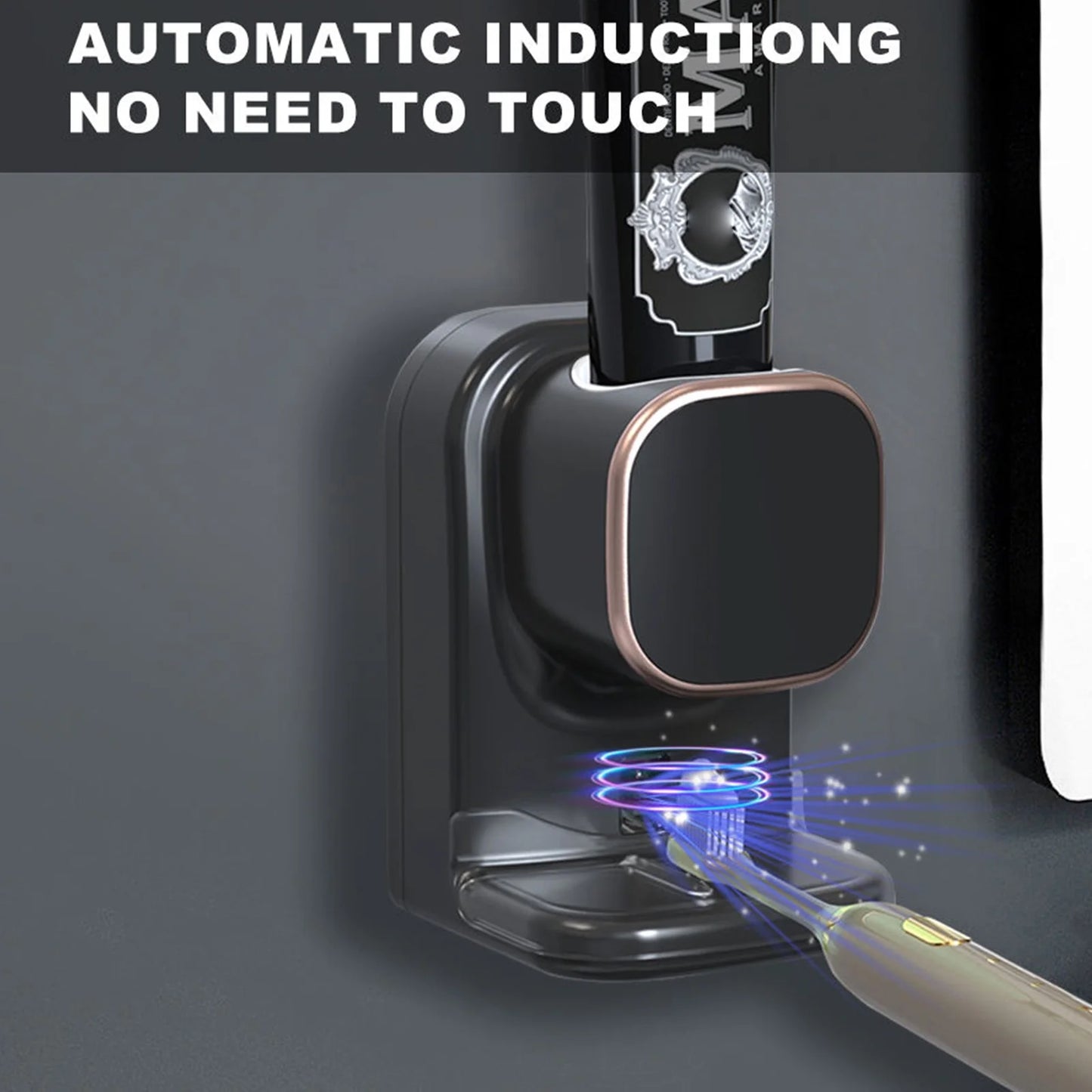 Toothpaste Dispenser,Wall Mounted Automatic Toothpaste Dispenser for Kids and Adults Shower, Is Wall Mount Bathroom Accessories with Super Sticky Suction Pad,Black