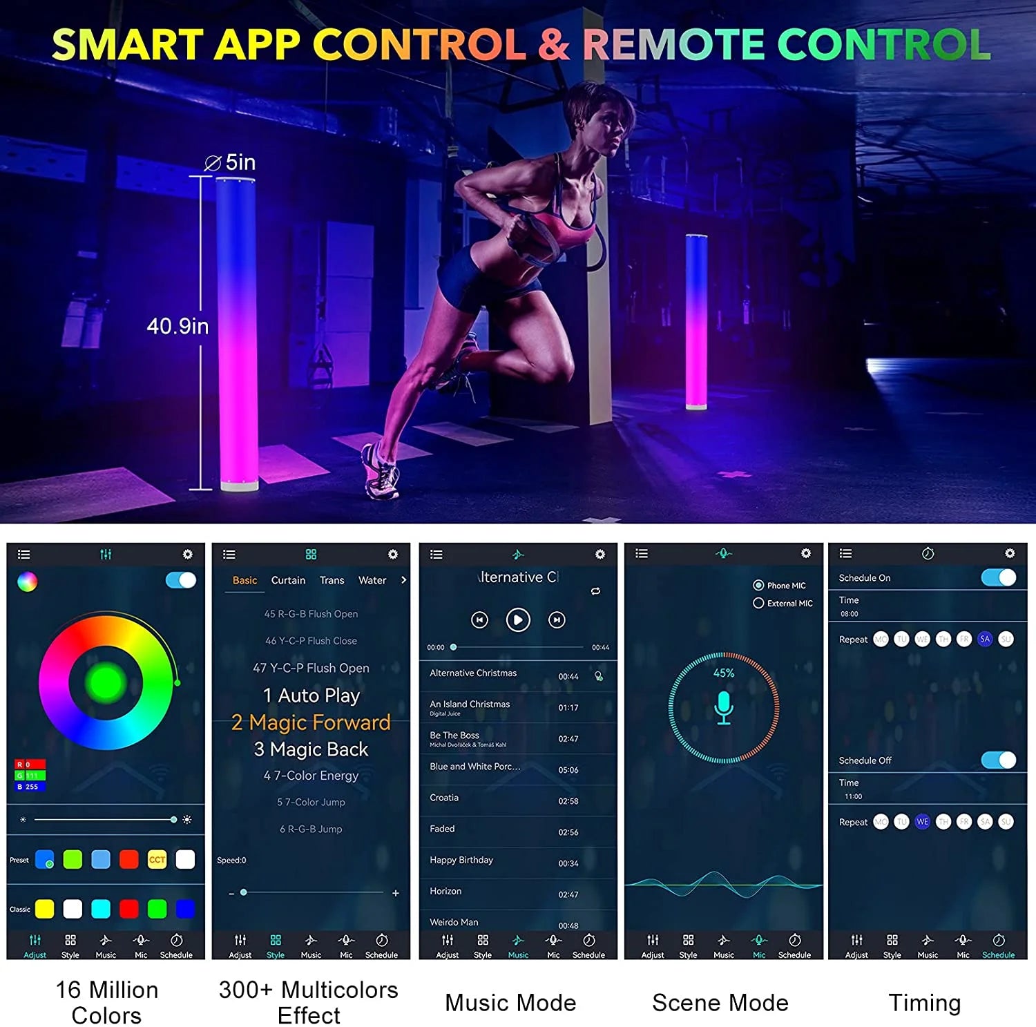 RGB Dimmable Floor Lamp with White Shade