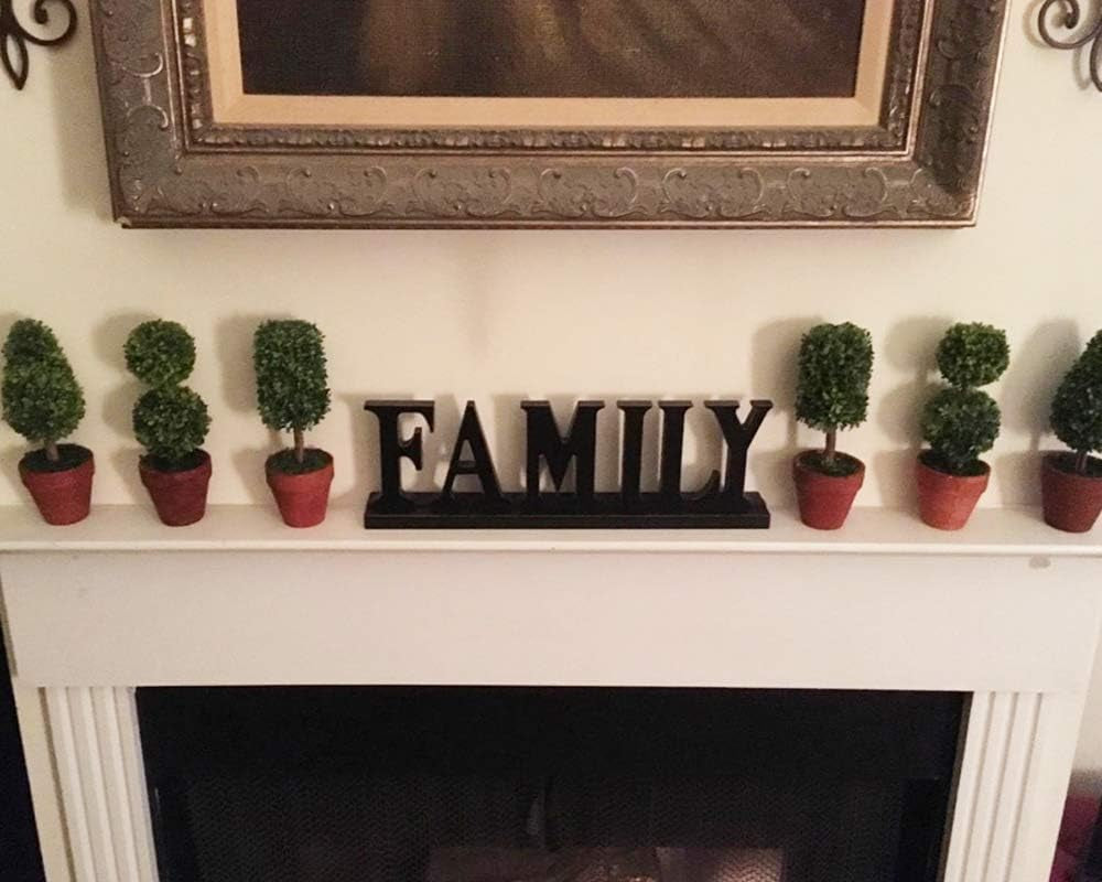 Blessed Family Wooden Free Standing Sign - Home Decor Wood Letter Cut Out Tabletop Fireplace Mantel Centerpiece