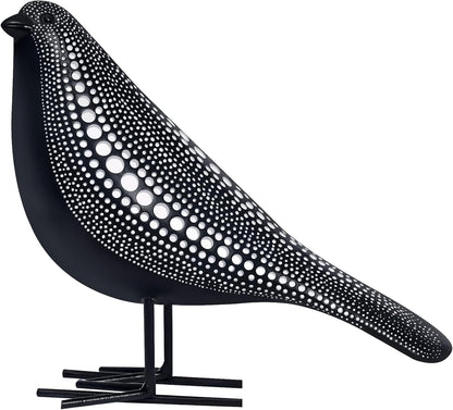 Sculptures Home Decor, Bird Figurine Shelf Decor, Modern Decorations for Living Room, Bedroom, Office, House, Resin Animal Statues and Figurine with Chic Polka Dots Art Design (Black)