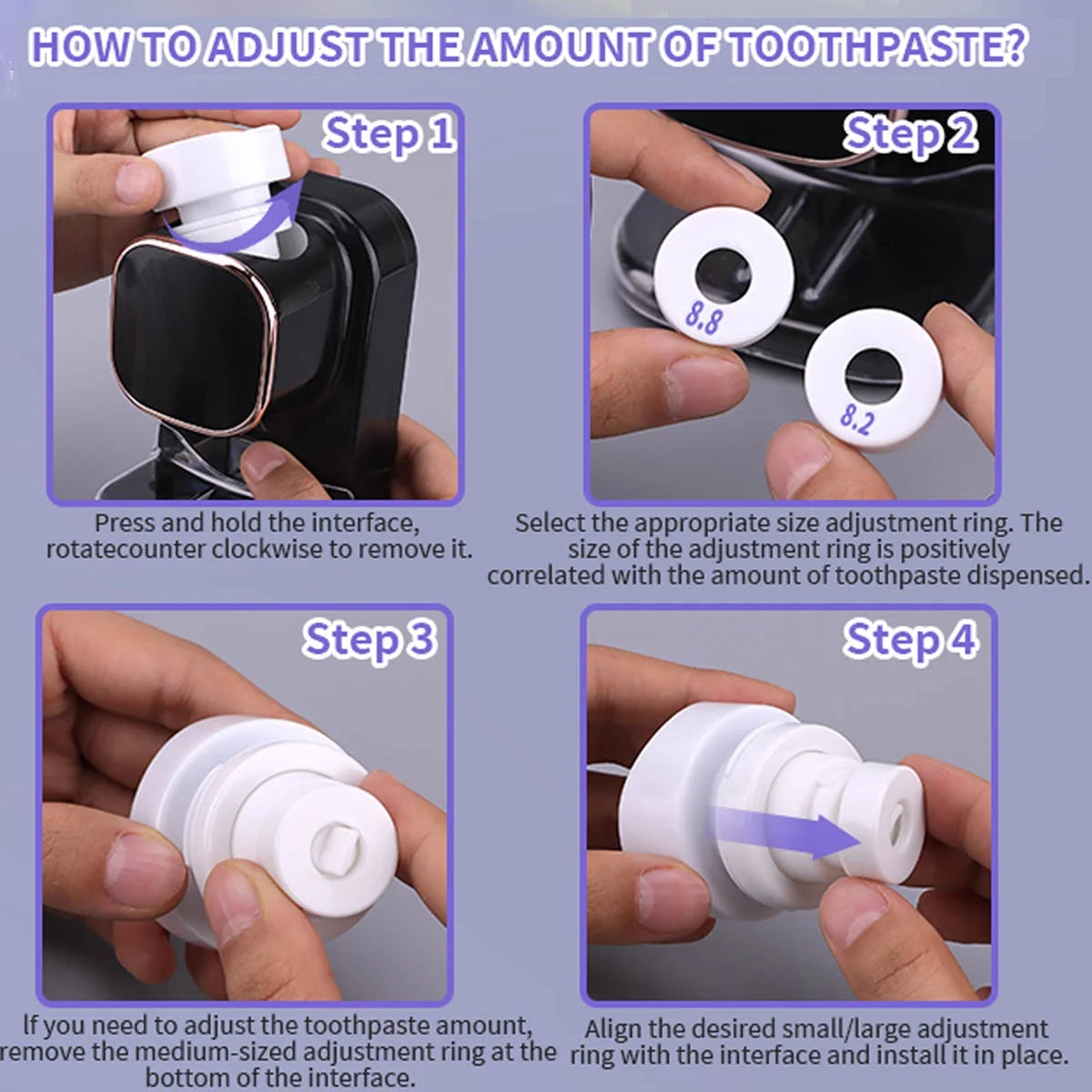 Toothpaste Dispenser,Wall Mounted Automatic Toothpaste Dispenser for Kids and Adults Shower, Is Wall Mount Bathroom Accessories with Super Sticky Suction Pad,Black