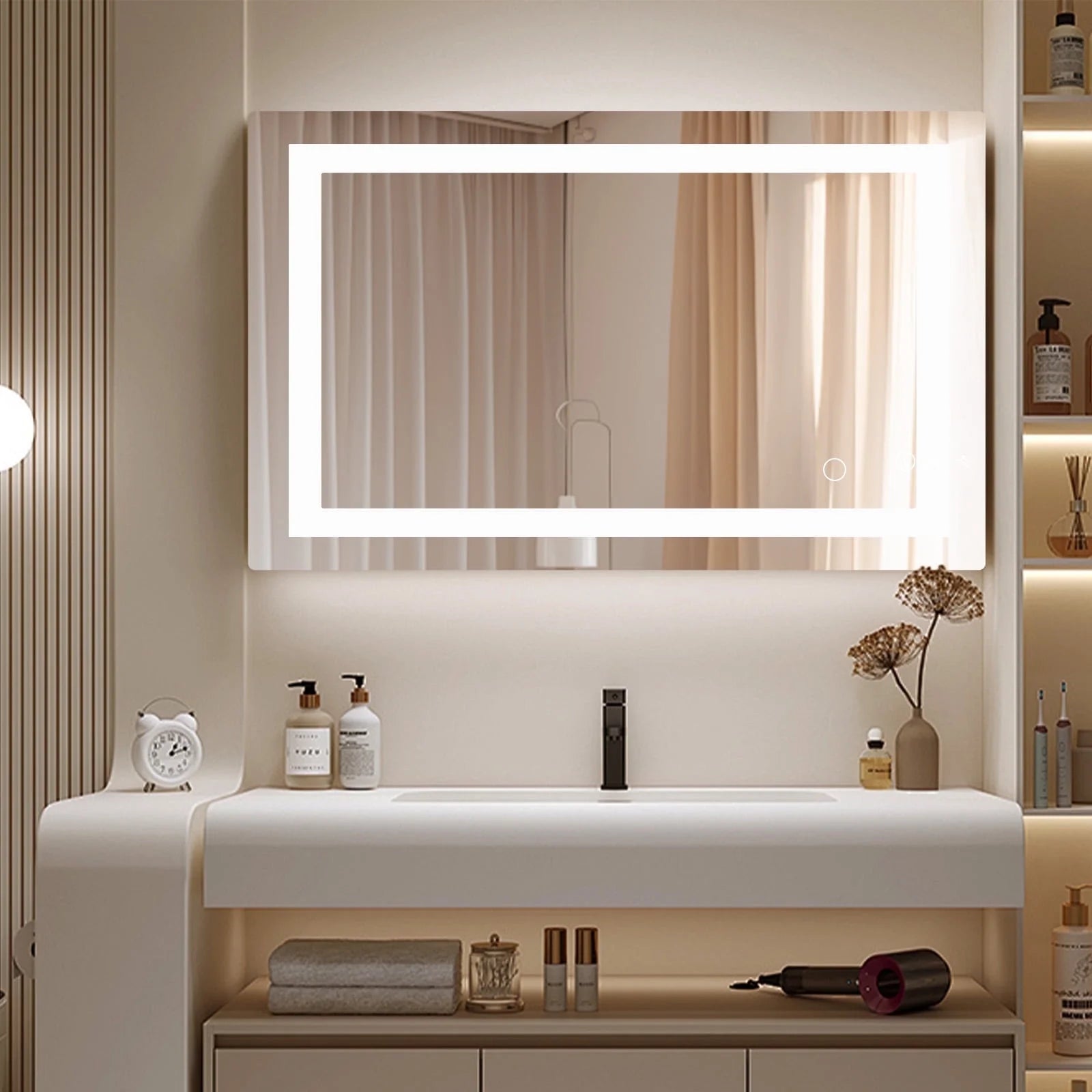 20"X28" Anti-Fog LED Bathroom Mirror - Dual Light Source, Three Lighting Modes, White