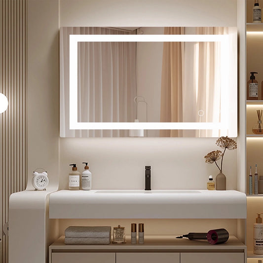 20"X28" Anti-Fog LED Bathroom Mirror - Dual Light Source, Three Lighting Modes, White