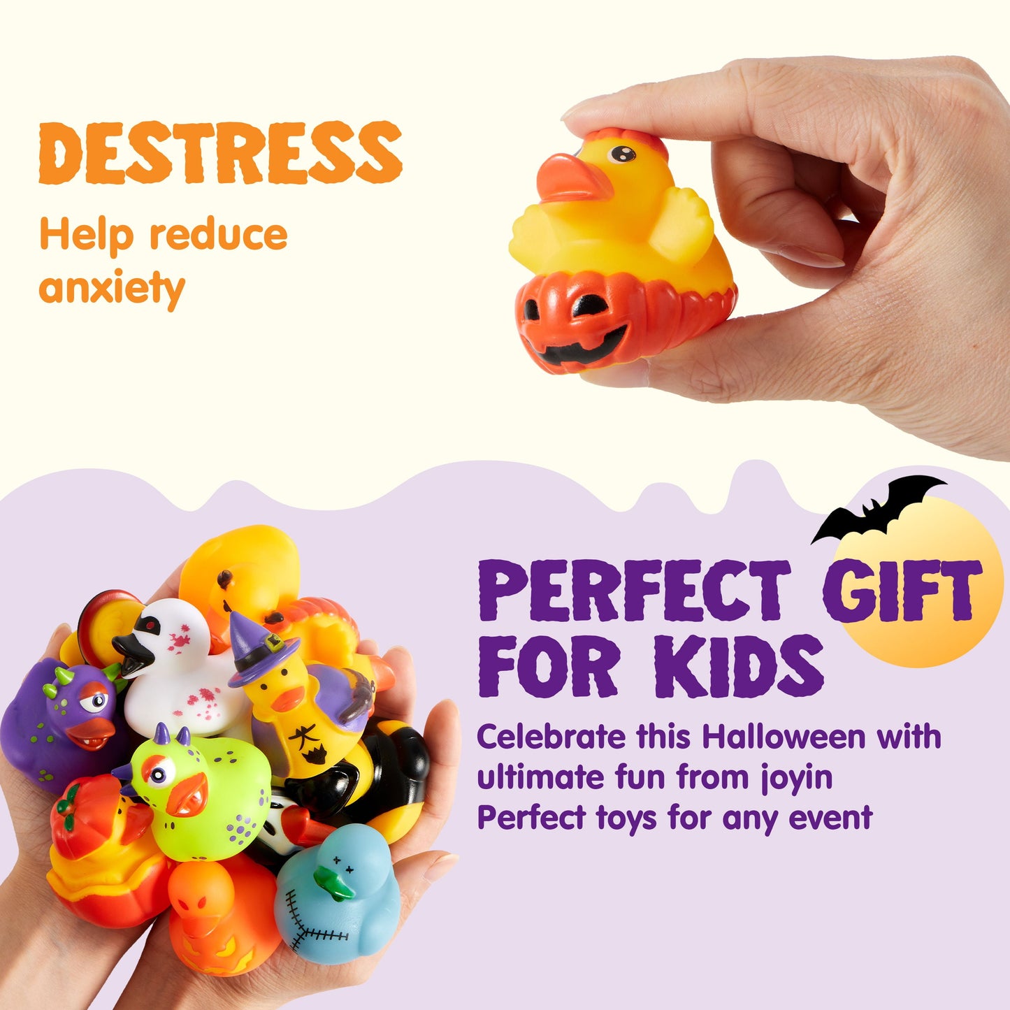 24 Pcs Halloween Rubber Ducks Bulk for Party Favors, Mini Duckies Bathtub Toys for Trick or Treating Goodie Bag Fillers, Classroom Prizes