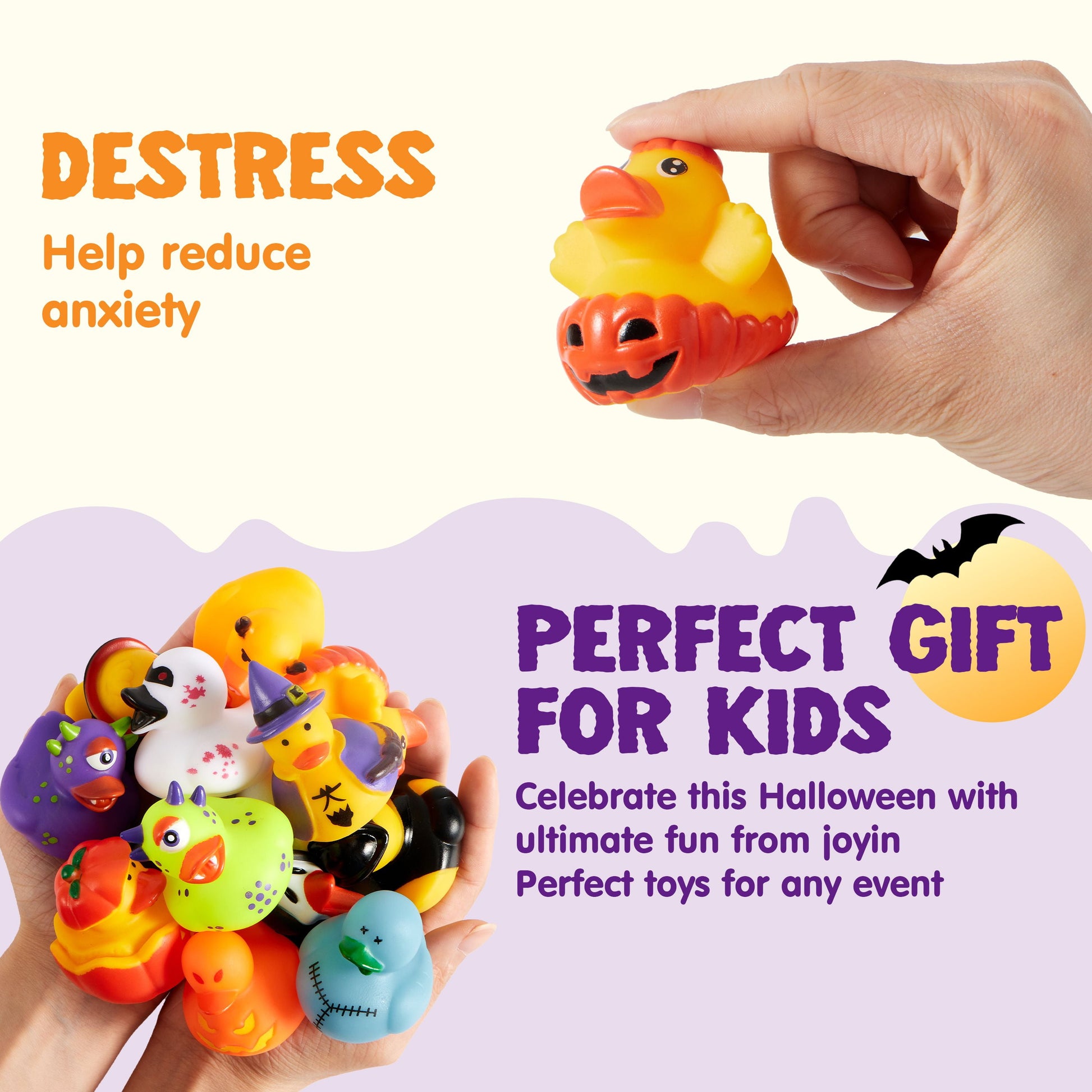 24 Pcs Halloween Rubber Ducks Bulk for Party Favors, Mini Duckies Bathtub Toys for Trick or Treating Goodie Bag Fillers, Classroom Prizes