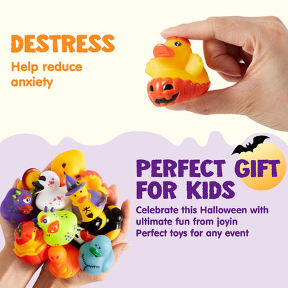 24 Pcs Halloween Rubber Ducks Bulk for Party Favors, Mini Duckies Bathtub Toys for Trick or Treating Goodie Bag Fillers, Classroom Prizes