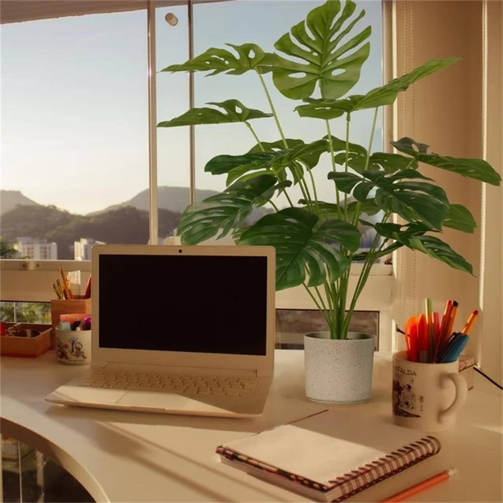 28 In. Green Artificial Tropical Palm Tree Plants, 2-Pieces