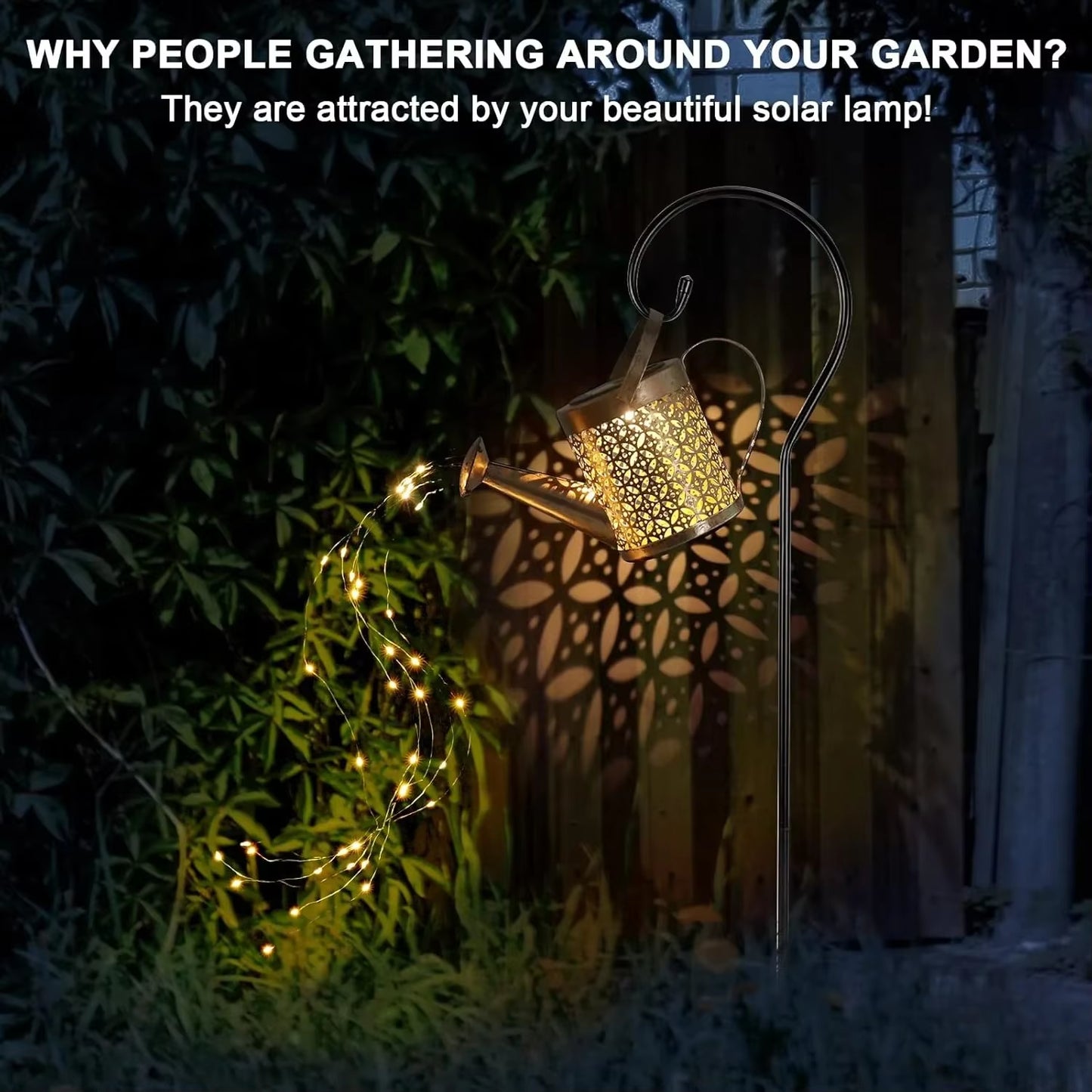 Solar LED Watering Can Lamp Iron Star Pot Shower Light Ground Lamp Outdoor Garden Decoration Landscape Lamp Trail Lawn Yard